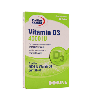 قرص ویتامین D3 4000 یوروویتال بسته 60 عددی